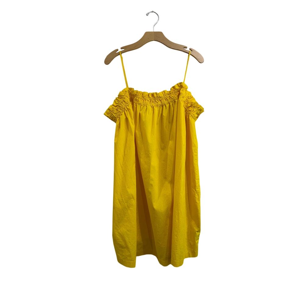 H&M Yellow Spaghetti Strap Peasant Mini Dress 100% Cotton Size XL